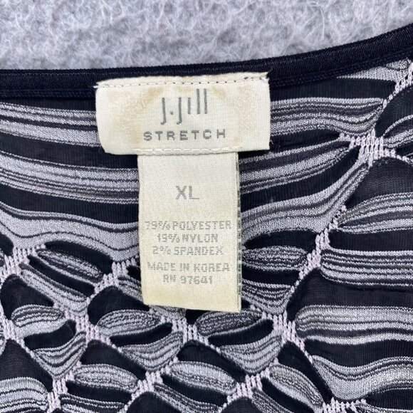 J Jill Top Womens Extra Large Gray Burnout Surplice Neck Long Sleeves Stretch - Picture 5 of 9